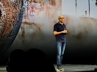 Satya Nadella on stage at Microsoft Ignite 2019