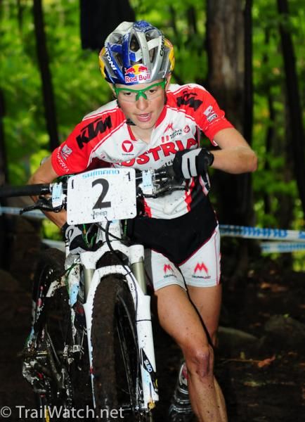 Elisabeth Osl (Austria) is off her bike quite a bit today