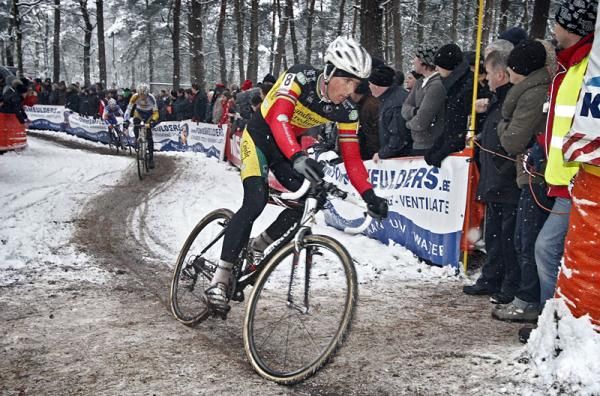 Belgian champion Sven Nys on the attack in Kalmthout
