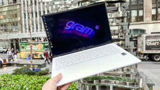 LG Gram Style laptop outside