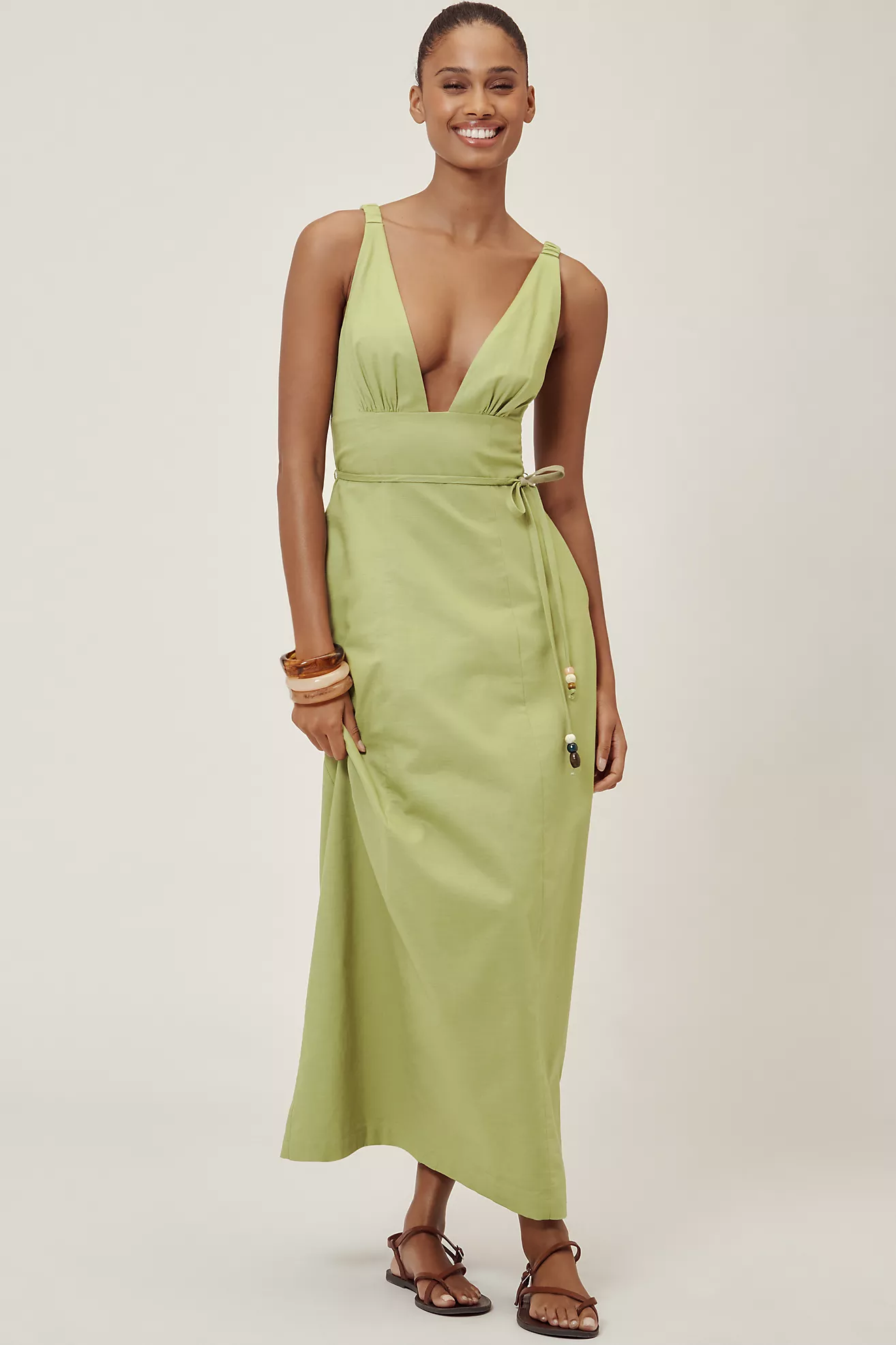 Lisa Says Gah Marissa Linen-Cotton Sleeveless Midi Dress