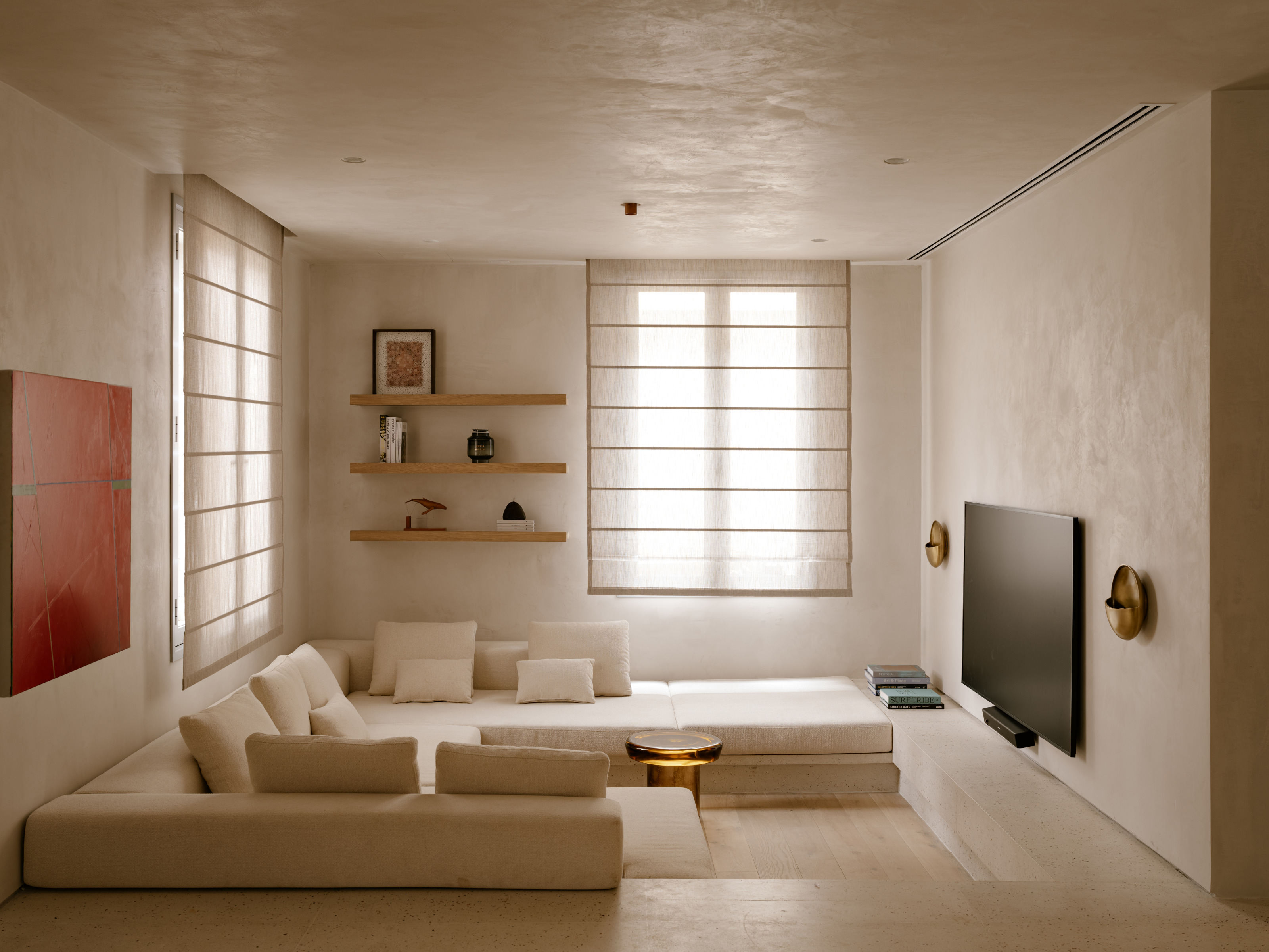 The secondary living room with its sunken seating area