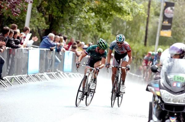 Thomas Voeckler (Europcar) and Jelle Vandendert (Omega Pharma-Lotto) attacked on the climb to the finish.