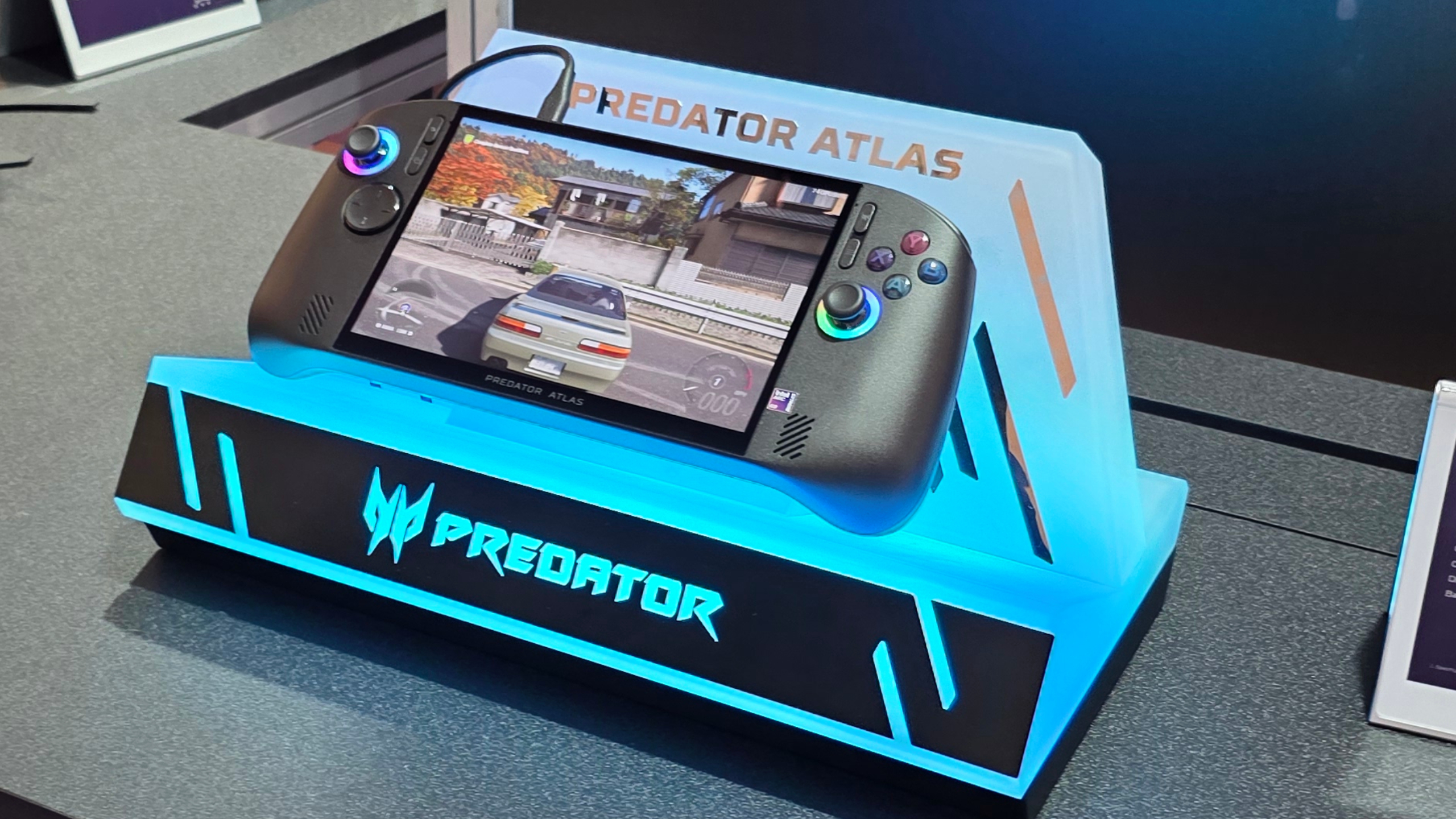 Acer Predator Atlas 8 gaming handheld on a desk