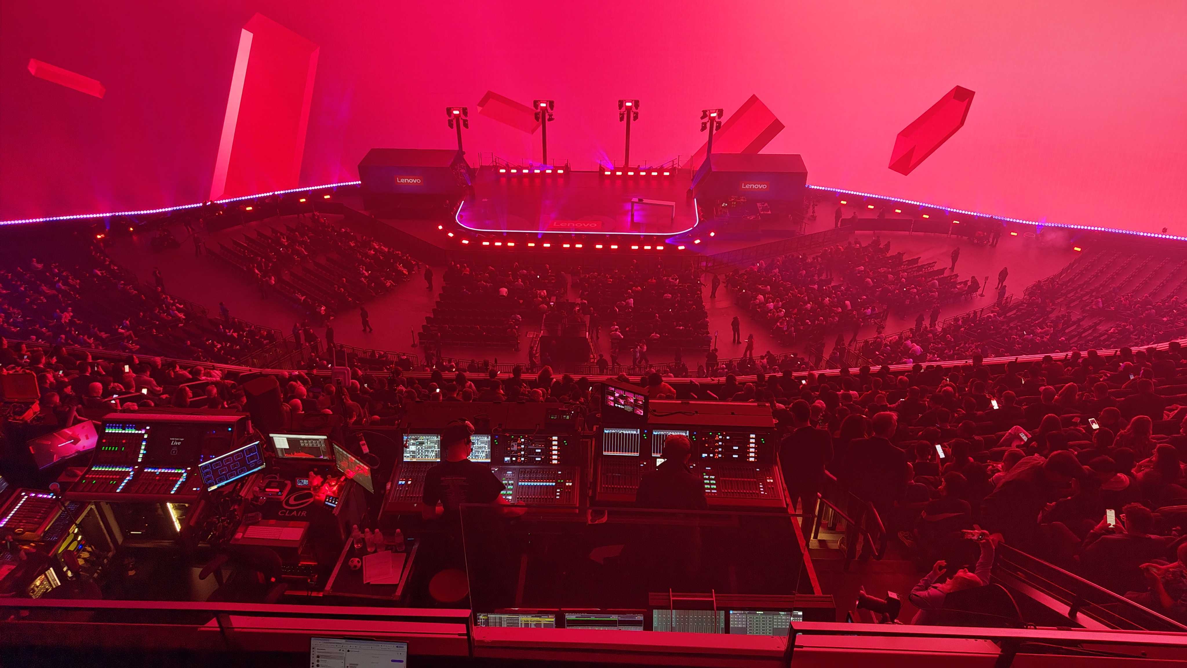 The crowd filling up at the Sphere for Lenovo Tech World 2026