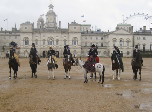 Rosie and Megan in front of Horse Guards Parade