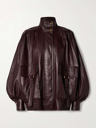 Illustration Oversized Leather Jacket