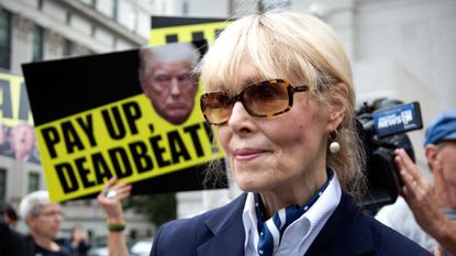 E. Jean Carroll outside court during Donald Trump's appeal of her defamation win