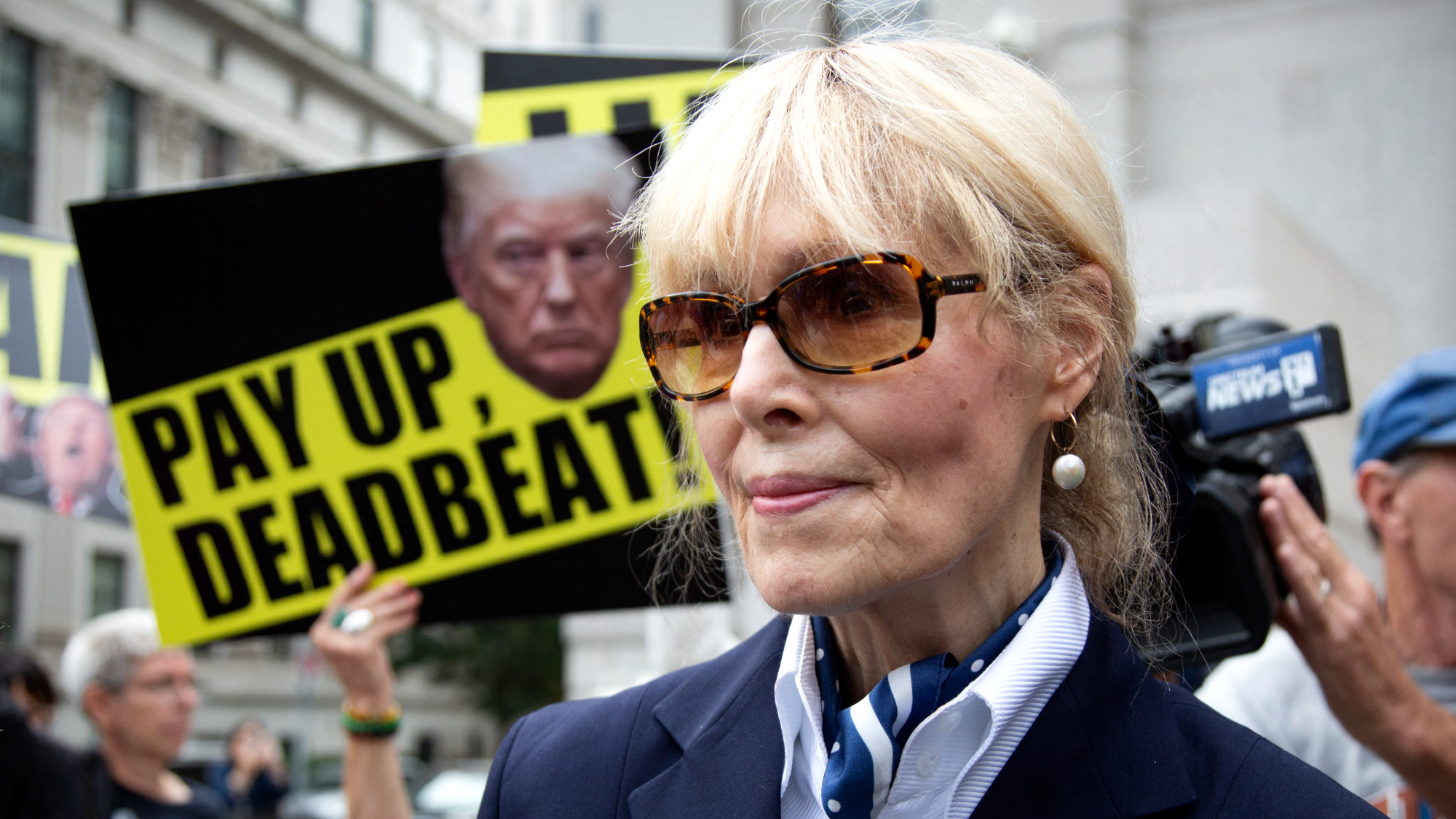 E. Jean Carroll outside court during Donald Trump's appeal of her defamation win