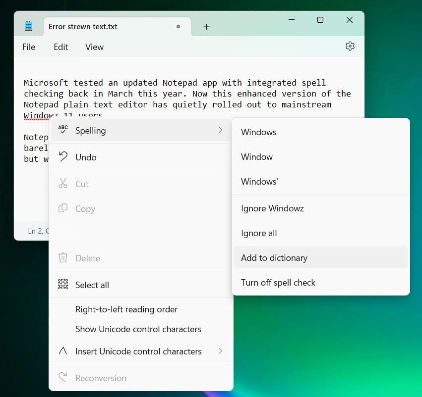 Notepad updated for Windows 11