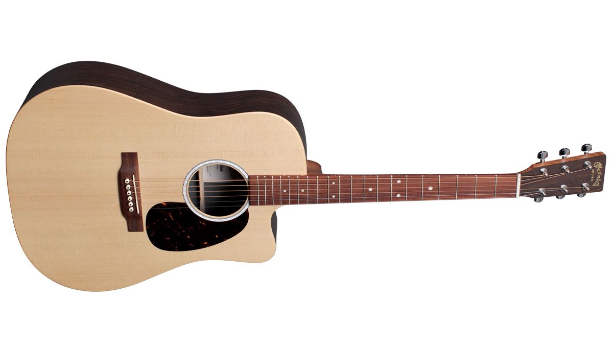 Martin DC-X2E with figured rosewood HPL back and sides, solid Sitka spruce top. Price $799