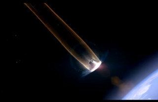 The Orion space capsule enters the atmosphere in a computer-generated simulation of the space capsule's first flight test.