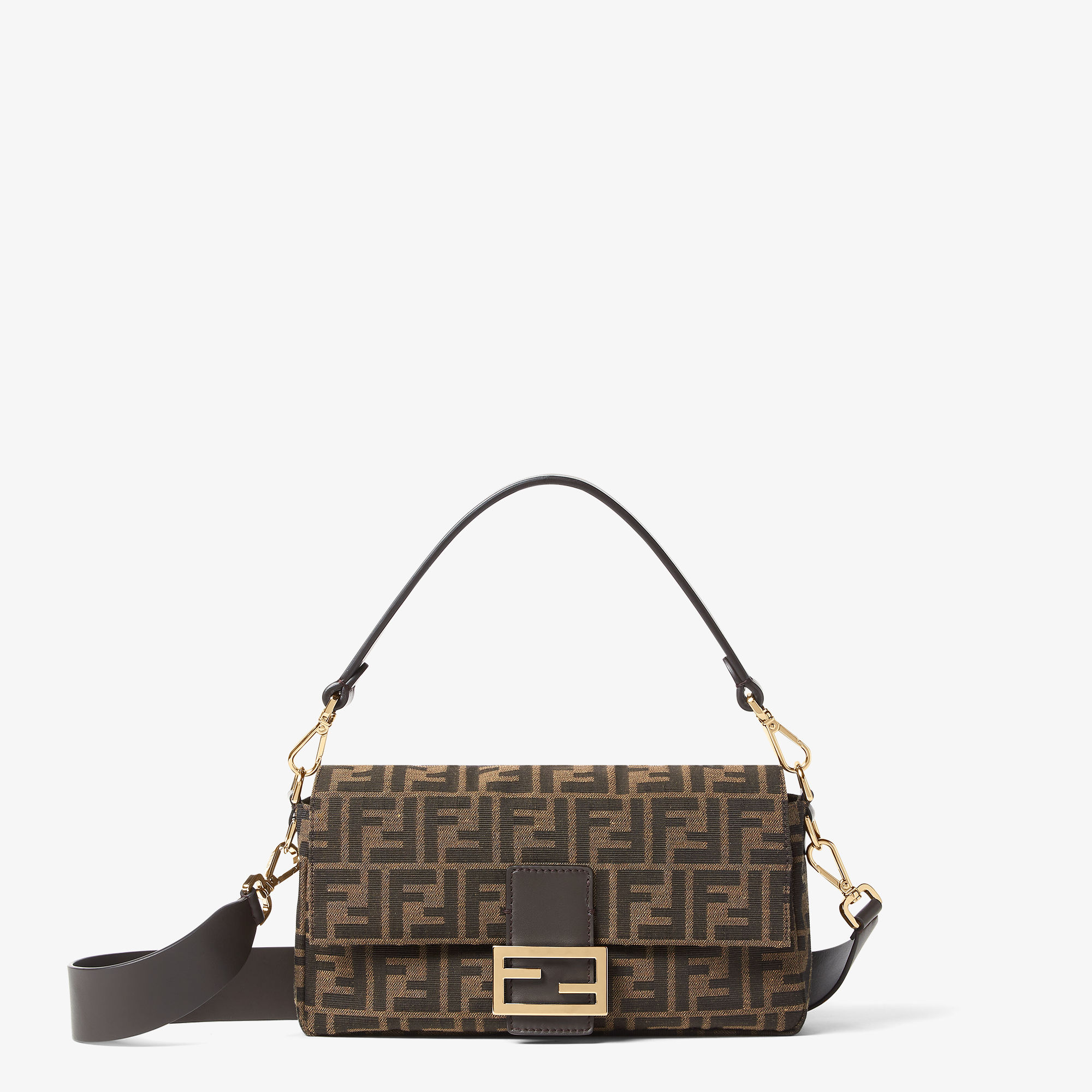 Baguettetobacco Brown Ff Jacquard Fabric Bag