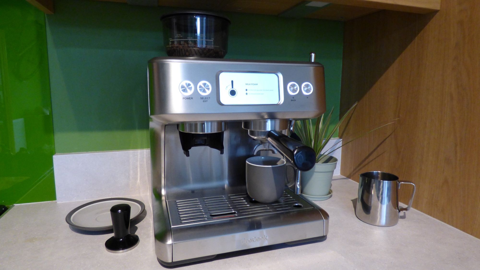 ProCook Barista Bean To Cup Espresso Coffee Machine on kitchen counter