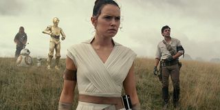 Chewie, BB8, C3P0, Rey and Poe Dameron in Star Wars: Rise of Skywalker