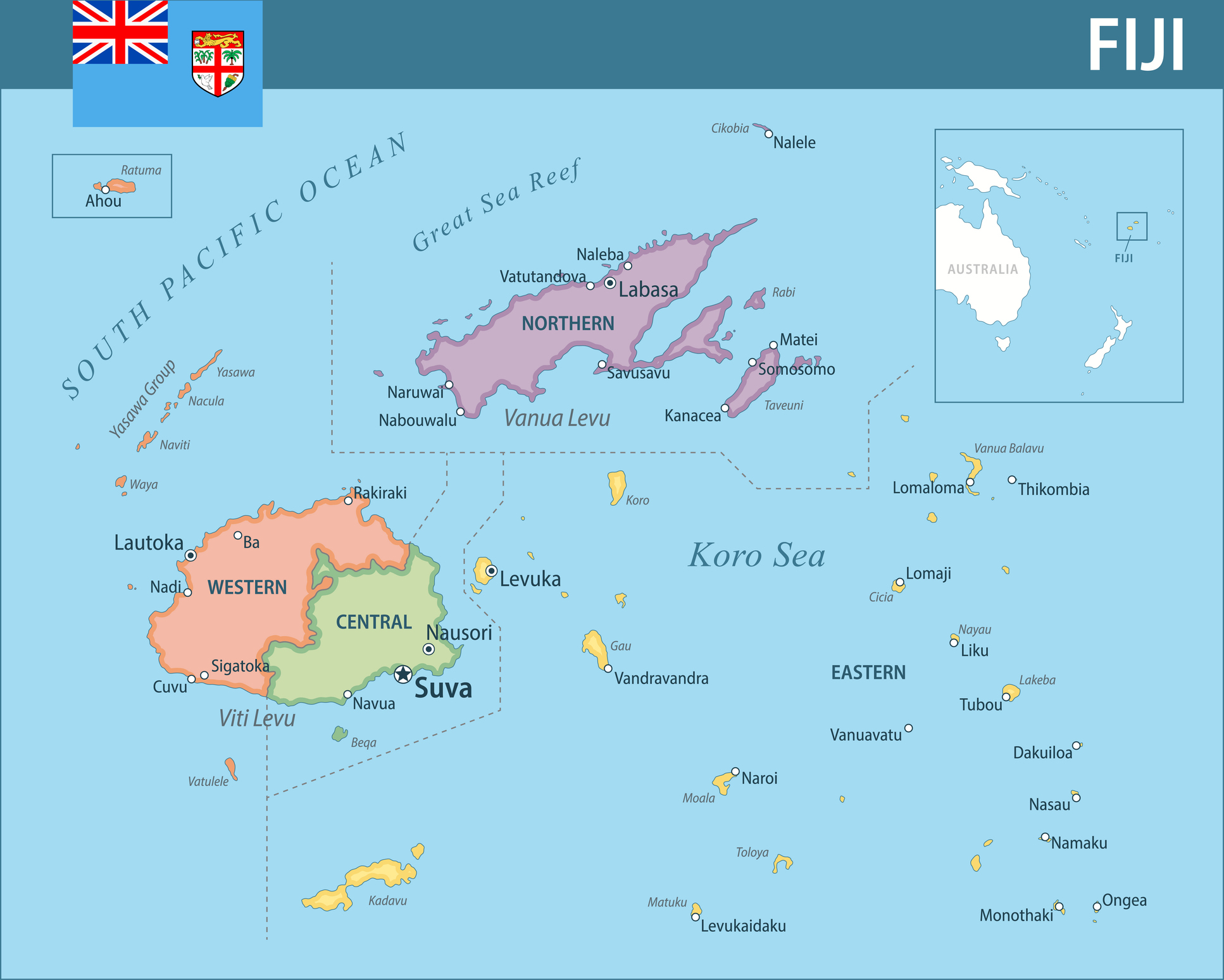 Fiji Map Vector New 2024 Colorful.