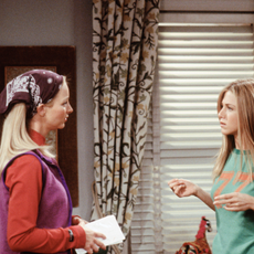 FRIENDS -- "The One Where Phoebe Runs" Episode 7 -- Aired 11/11/99 -- Pictured: (l-r) Lisa Kudrow as Phoebe Buffay, Jennifer Aniston as Rachel Green