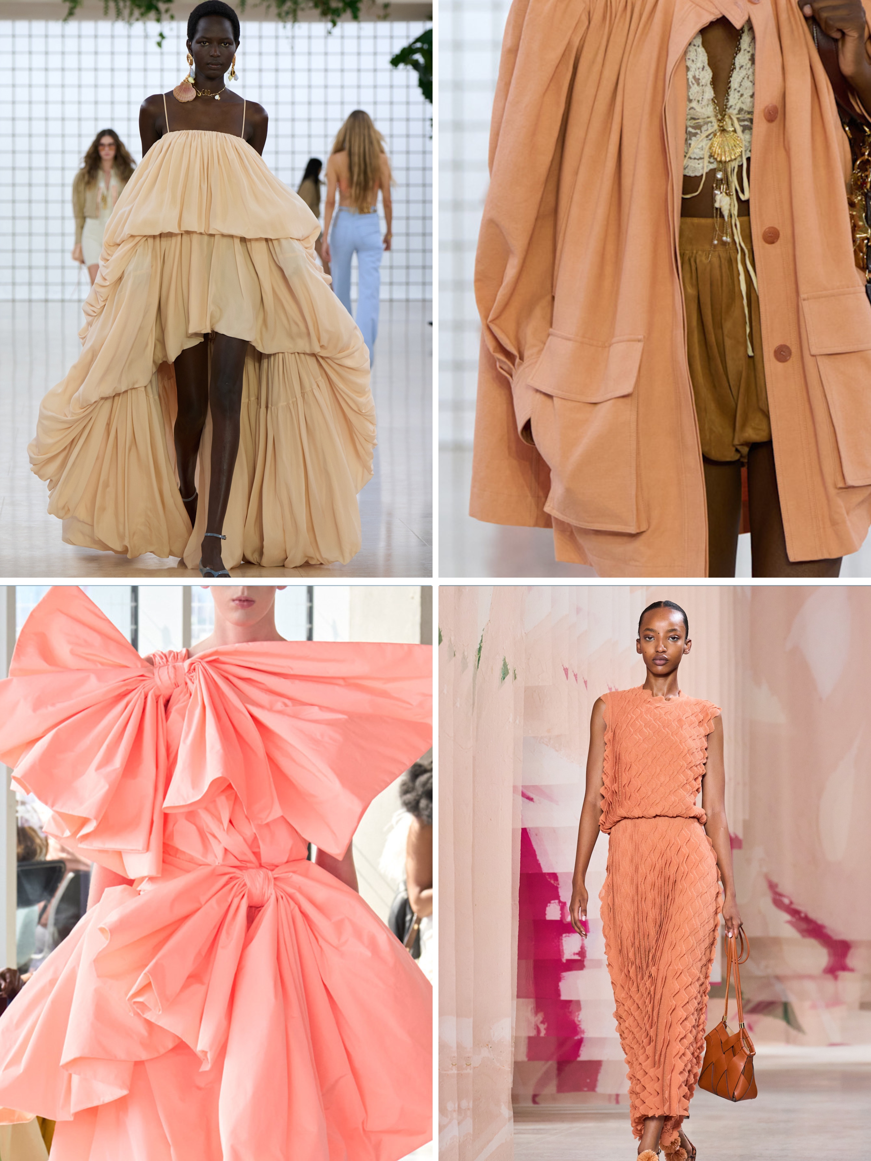 Summer 2025 Fashion Colour Trends: A selection of models wear peach tones on the spring/summer 2025 runway