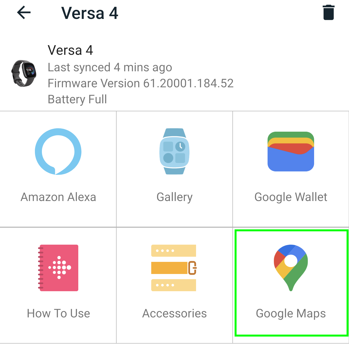 Руководство по настройкам fitbit versa 4 с выделенным значком Google Maps