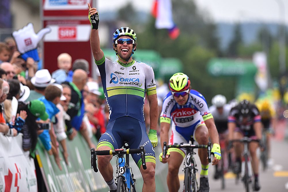 Michael Matthews (Orica-GreenEdge) victory salute after winning stage 4