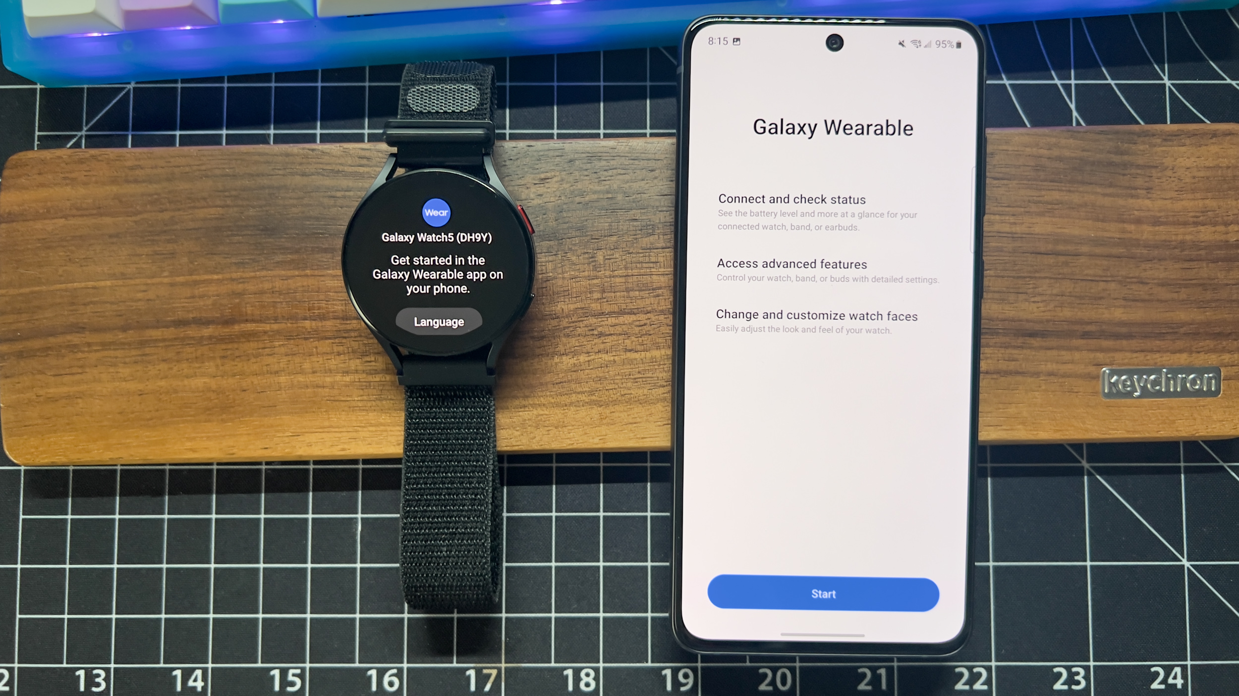 Begin setup process with Galaxy Watch 5 and Galaxy S21 FE