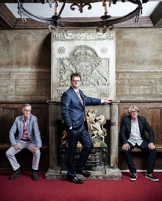Pictured from left, curator Robert Upstone, Fortnum & Mason CEO Ewan Venters and art collector Frank Cohen in the crypt at Fortnum’s store in Piccadilly
