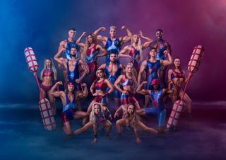 BBC Gladiators - the 16 fearsome gladiators posing in uniform
