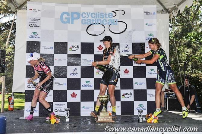 Fun with the bubbly on the podium