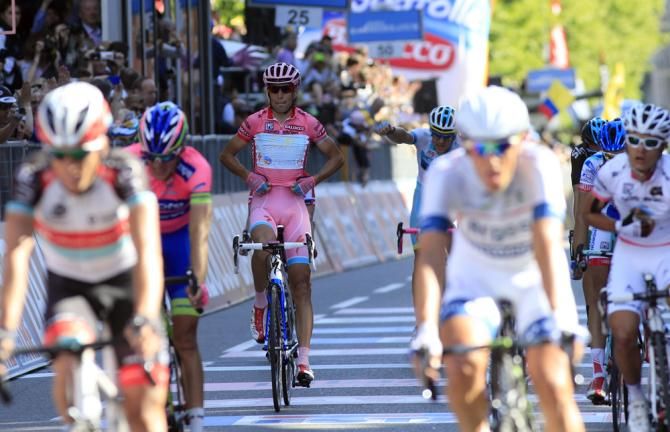 Vincenzo Nibali (Astana) finishes in Brescia