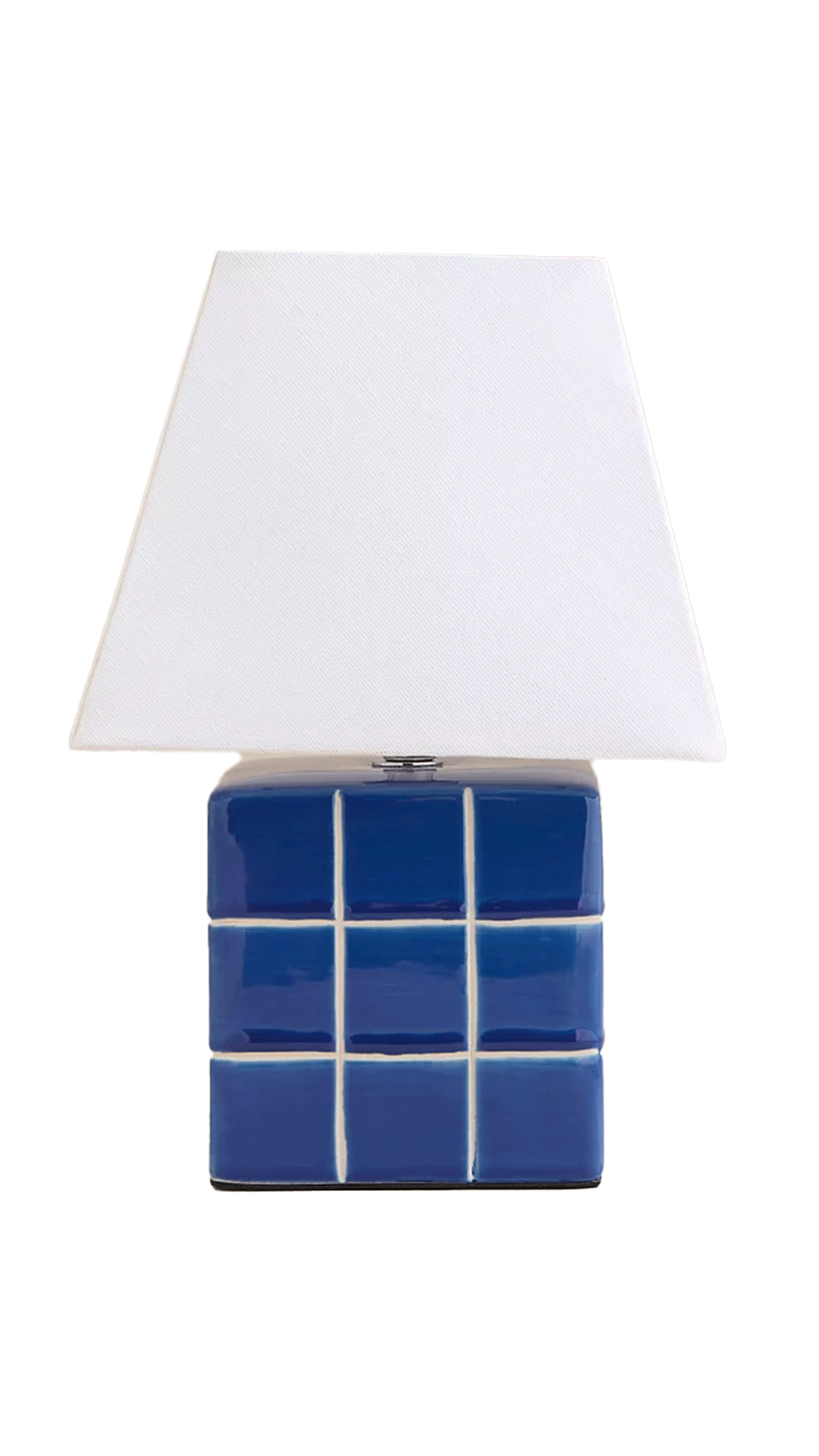 Blue Checkerboard Battery Table Lamp