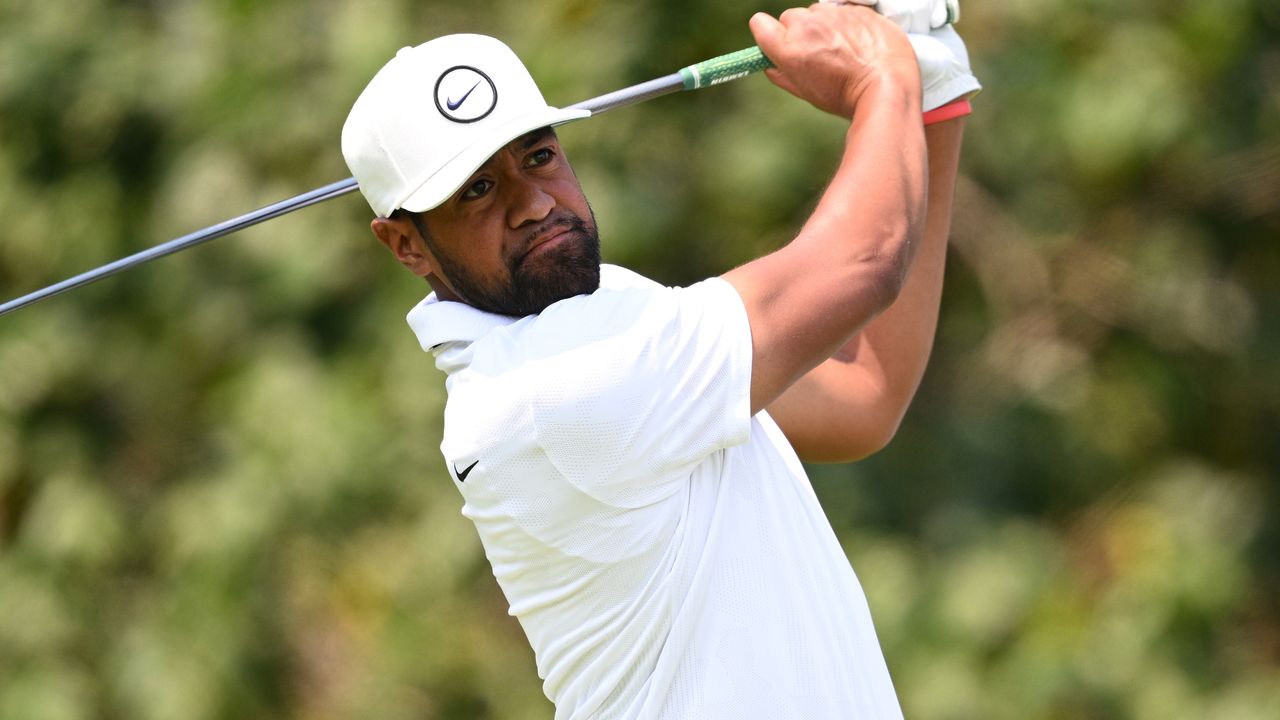 Tony Finau takes a shot during the 2023 Mexico Open at Vidanta Vallarta