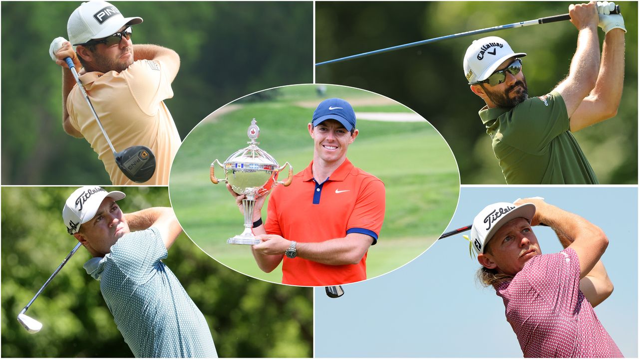 Five golfers pictured in a montage