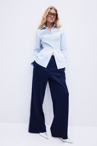 Shoulder-Pad Tapered-Waist Shirt