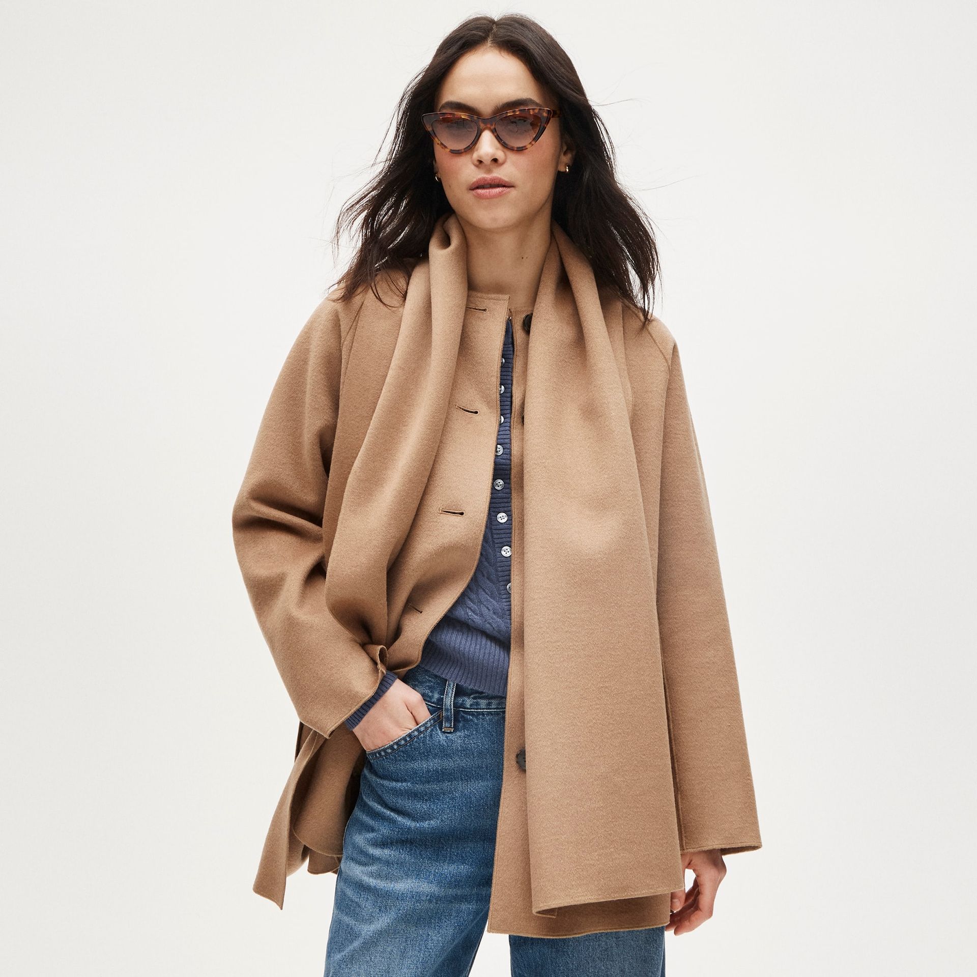 Scarf Coat in Drapey Wool Blend