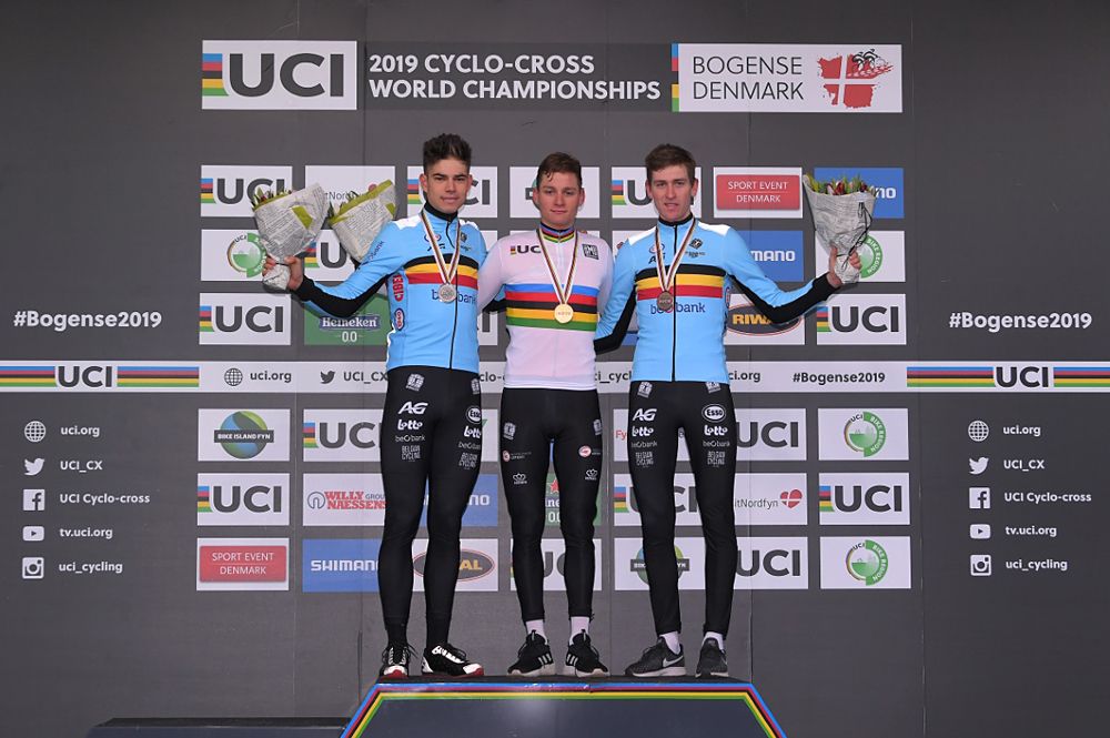 Mathieu van der Poel wins the 2019 UCI Cyclo-cross World Championships in Bogense, Wout Van Aert second and Toon Aerts third