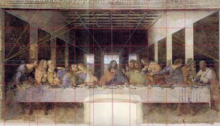 Leonardo da Vinci, Last Supper; 15th Century; perspective lines appear atop the image.
