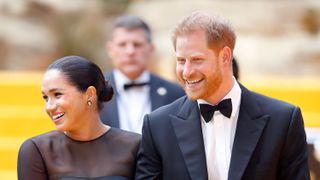 meghan, duchess of sussex and prince harry, duke of sussex attend "the lion king" european premiere at leicester square on july 14, 2019 in london, england