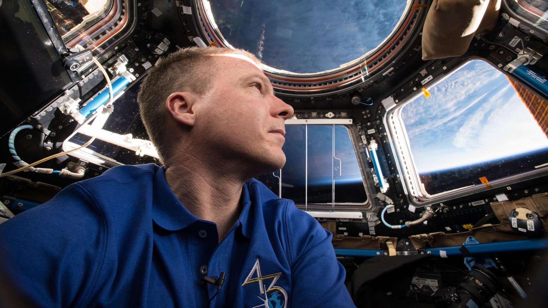Terry Virts inside the International Space Station's Cupola module.