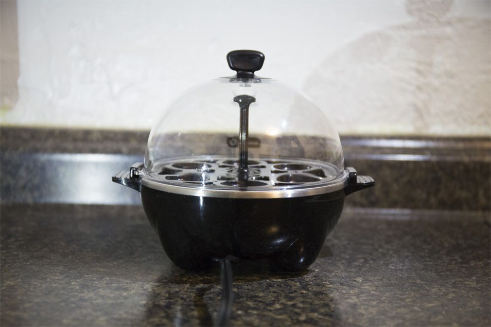 The Dash Rapid egg cooker is compact and easy to store in a cupboard or on a shelf.