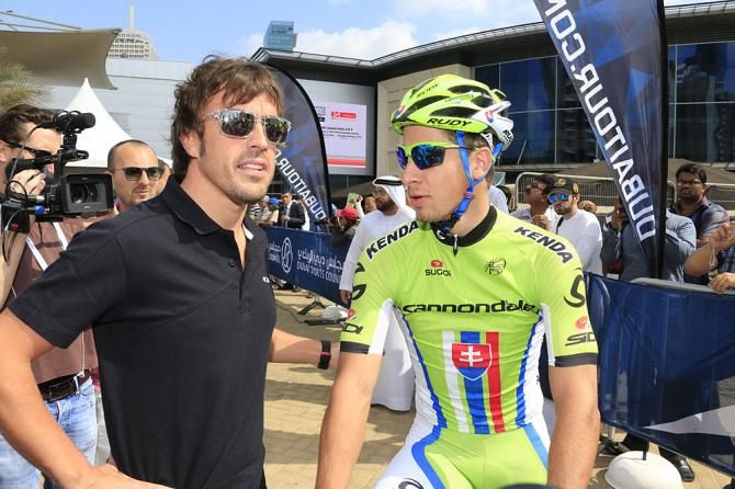 Fernando Alonso and Peter Sagan (Cannondale)