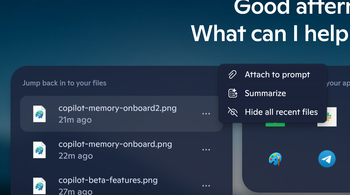 Snapshot of the Copilot app's new features for Windows 11 (August 2025).