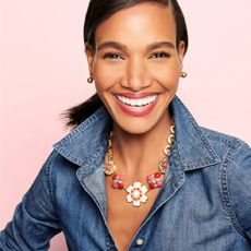 A model wearing a denim top from Talbots.