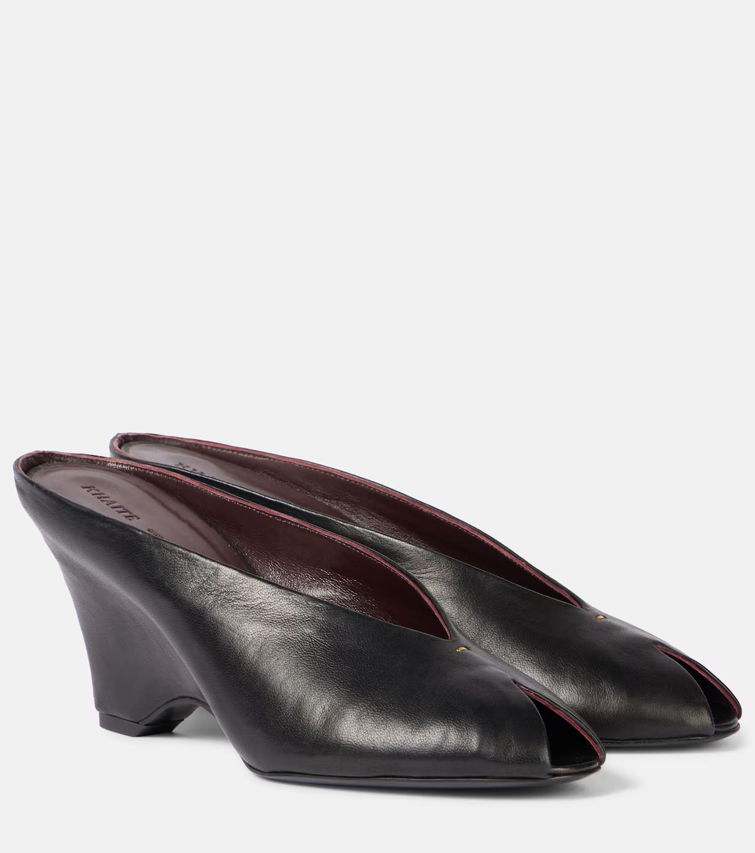 Khaite , Cloak 75 Leather Peep-Toe Wedge Mules