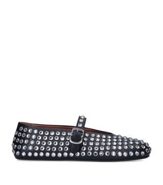 Womens Alaïa Black Crystal-Embellished Ballet Flats | Harrods Uk