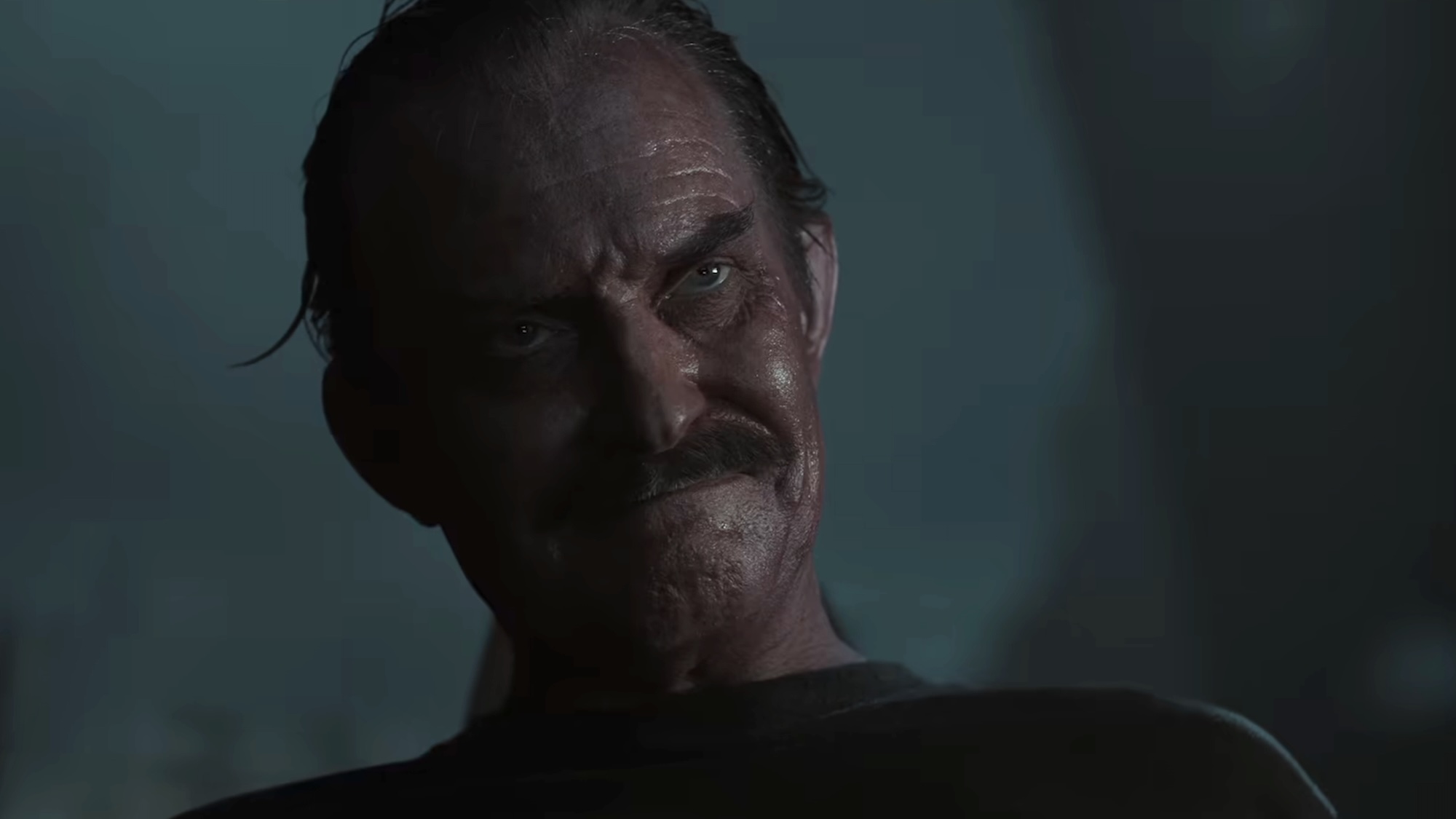 Sinestro smiling at John while sweating in Lanterns Season 1