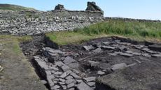 Archaeologists found remains of the drinking hall under what is now a farmstead in Orkney, Scotland.