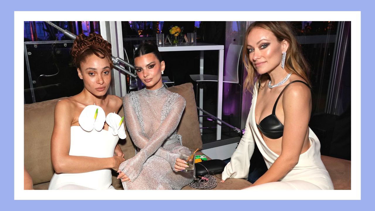 Did Olivia Wilde introduce Harry Styles and EmRata? Pictured: Adwoa Aboah, Emily Ratajkowski and Olivia Wilde attend the 2023 Vanity Fair Oscar Party Hosted By Radhika Jones at Wallis Annenberg Center for the Performing Arts on March 12, 2023 in Beverly Hills, California