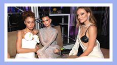 Did Olivia Wilde introduce Harry Styles and EmRata? Pictured: Adwoa Aboah, Emily Ratajkowski and Olivia Wilde attend the 2023 Vanity Fair Oscar Party Hosted By Radhika Jones at Wallis Annenberg Center for the Performing Arts on March 12, 2023 in Beverly Hills, California