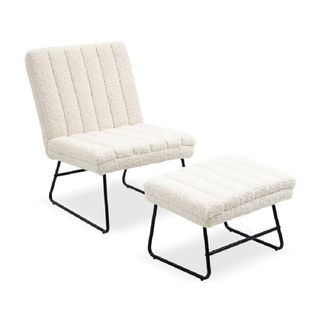 A recliner lounge chair in cream