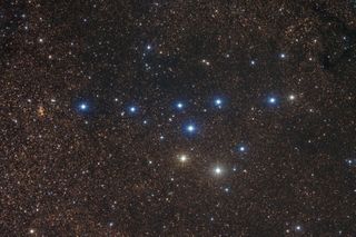 The Coat Hanger asterism, also known as Collinder 399 or Brocchi's Cluster, is located in the constellation of Vulpecula, the little fox.